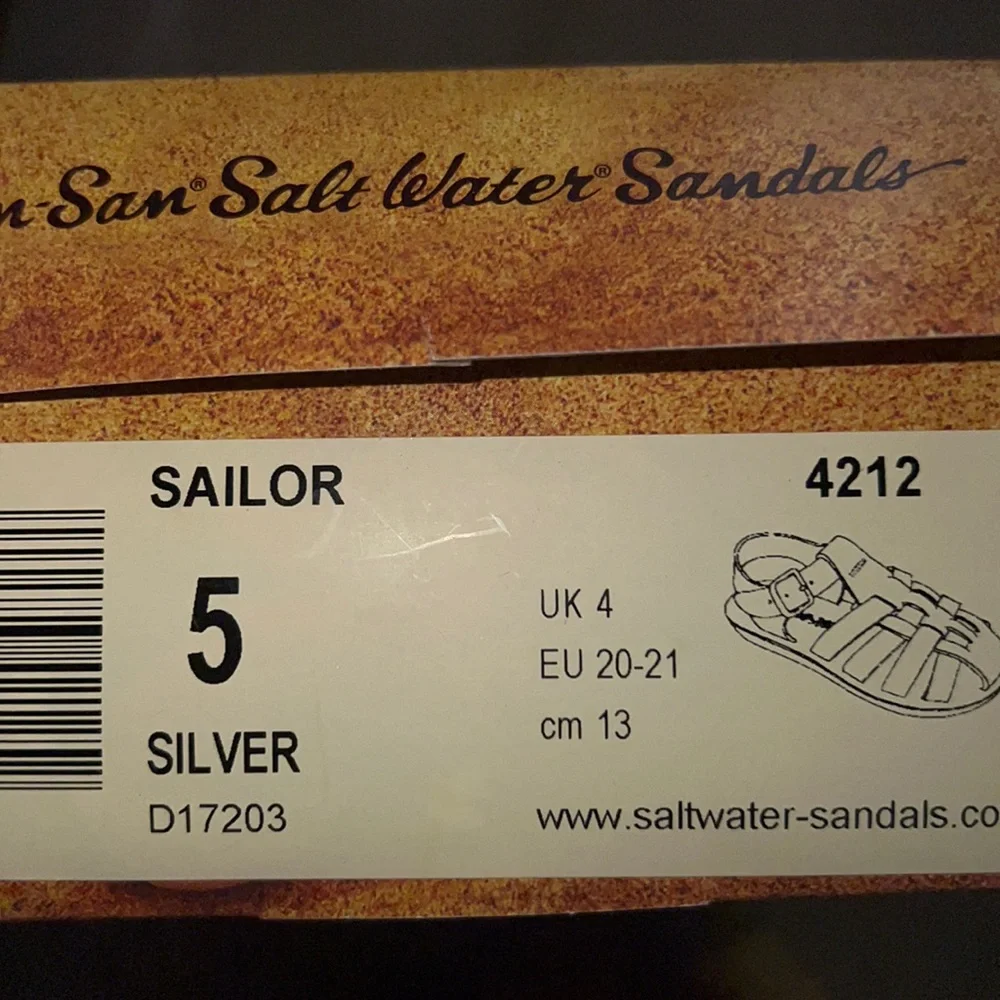 AUTH NIB Salt Water Sandal by Hoy Shoes Sun-San - Sailors SILVER